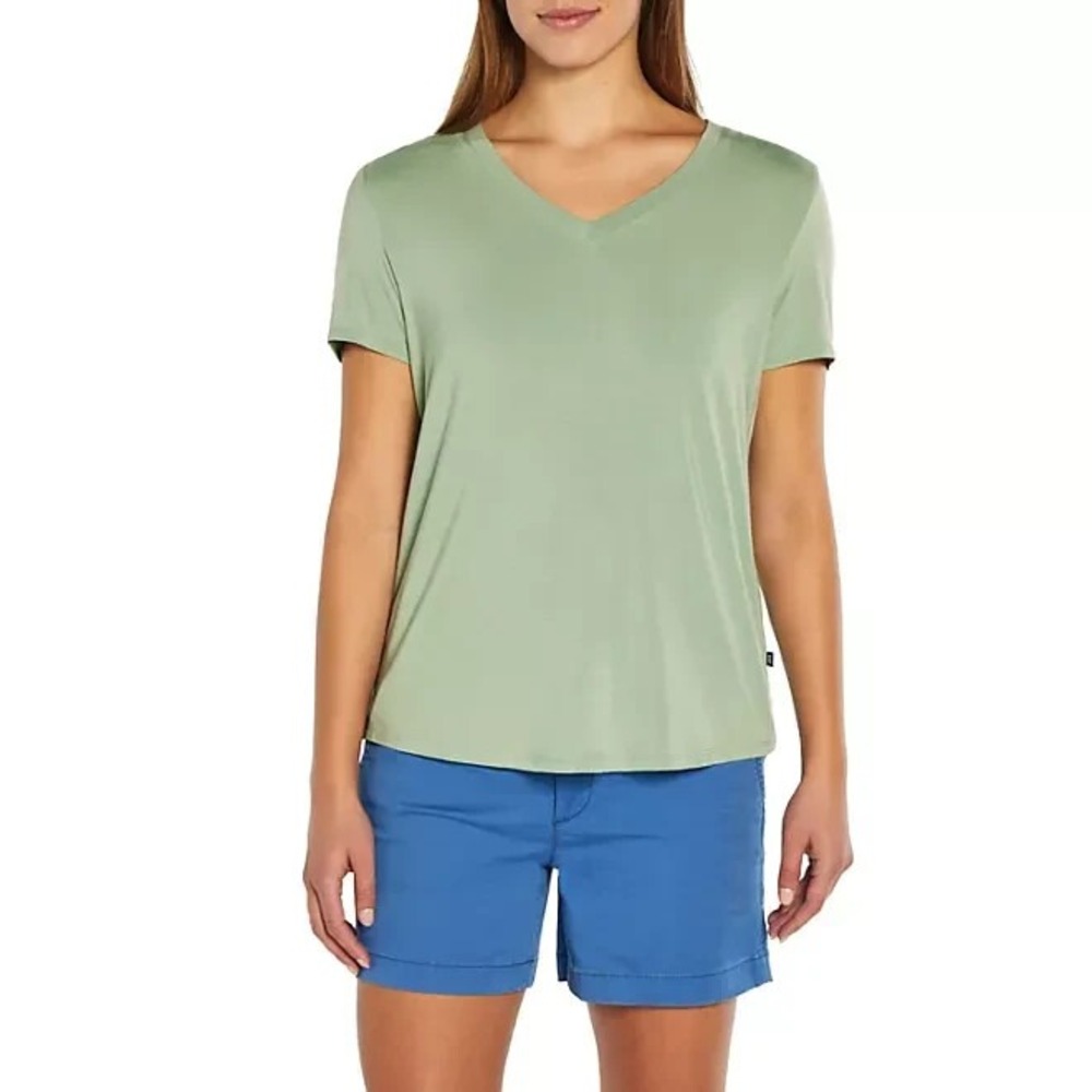 Gap Womens Short Sleeve V-Neck Tee Granite Green Relaxed Fit Size XXL